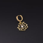 18K Gold Boho Dangle Hoop Earrings,Clip on Earrings,Celestial Earrings | HSPJ337