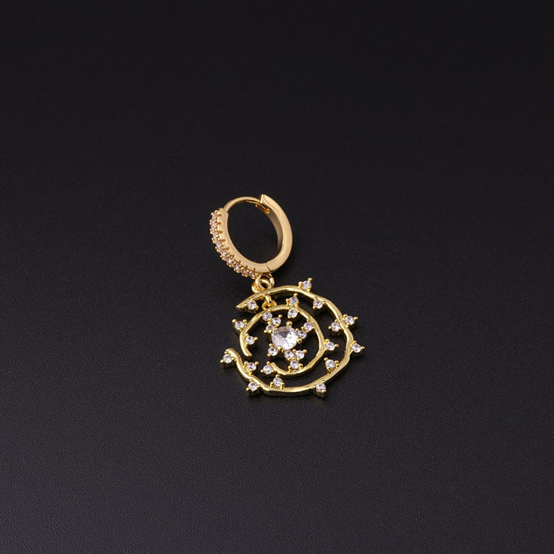 18K Gold Boho Dangle Hoop Earrings,Clip on Earrings,Celestial Earrings | HSPJ337