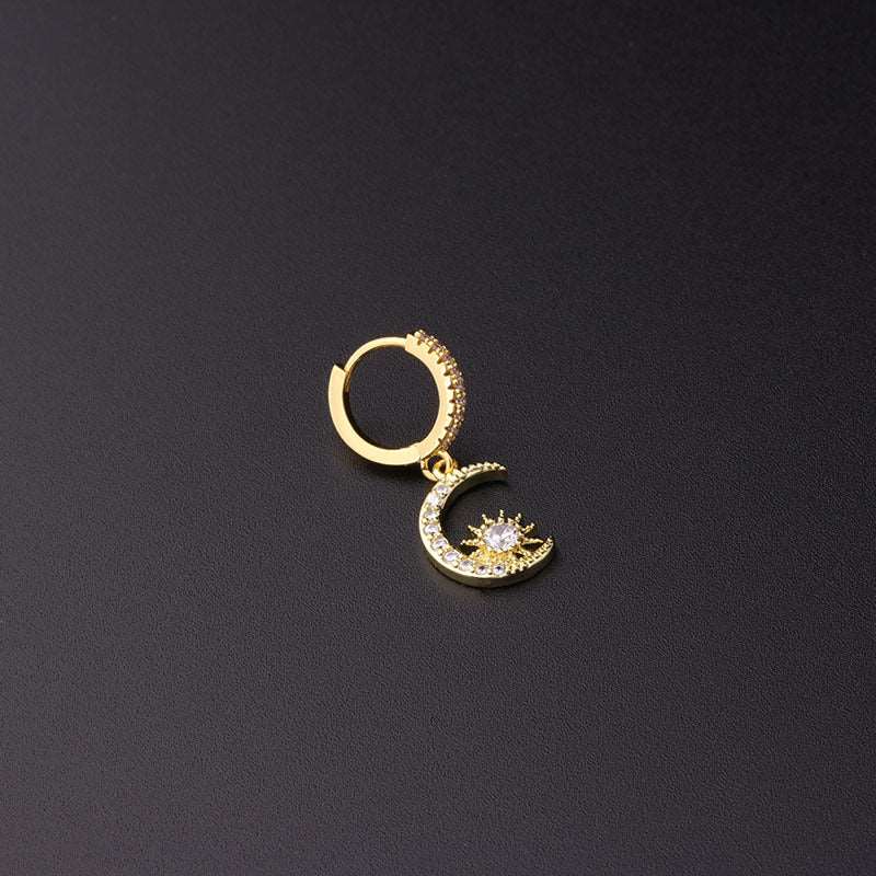 18K Gold Boho Dangle Hoop Earrings, Clip on Earrings,Evil Eye Earrings | HSPJ344