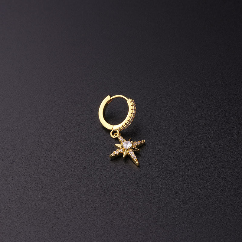 18K Gold Evil Eye Dangle Cartilage Hoop Clip on Earrings | HSPJ344