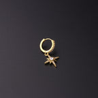 18K Gold Evil Eye Dangle Cartilage Hoop Clip on Earrings | HSPJ344