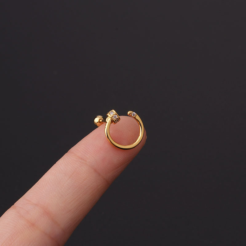 20G Crescent Moon Upper Lobe Cartilage Earrings | HSPJ356
