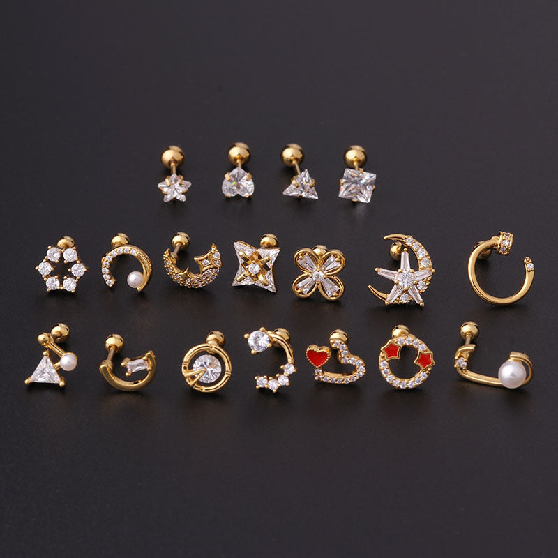 20G Crescent Moon Upper Lobe Cartilage Earrings | HSPJ356