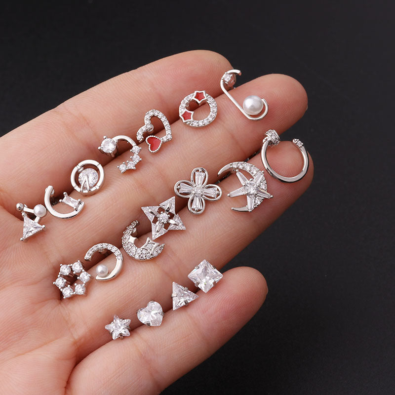 20G Crescent Moon Upper Lobe Cartilage Earrings | HSPJ356