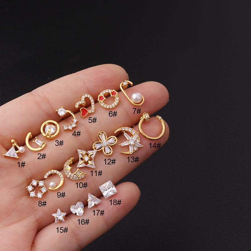 20G Crescent Moon Upper Lobe Cartilage Earrings | HSPJ356