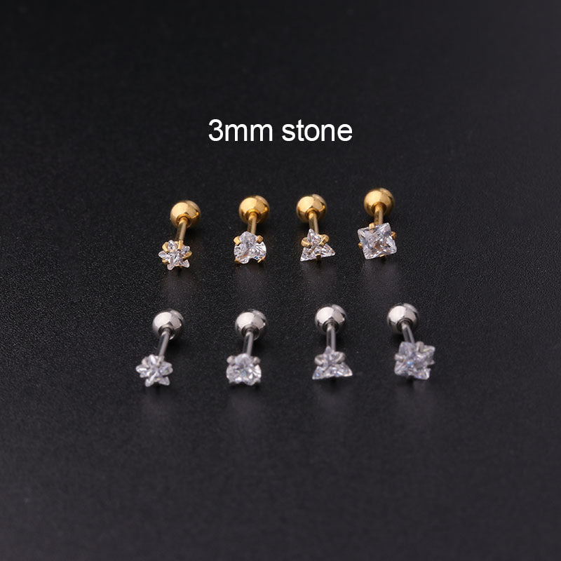 4mm 5mm Simple Geometric Cartilage Conch Stud