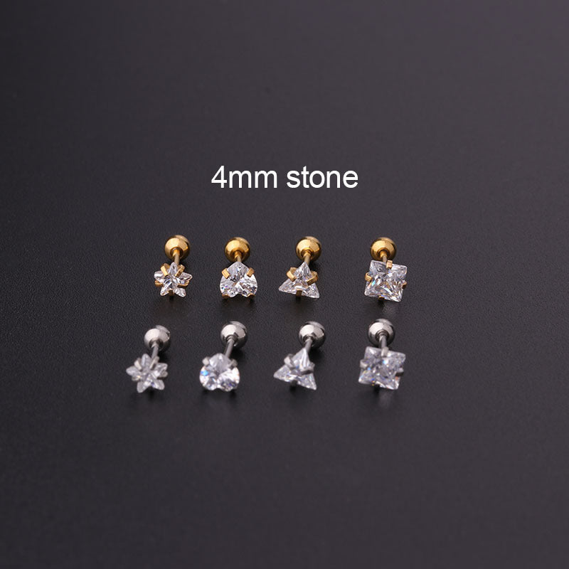 4mm 5mm Simple Geometric Cartilage Conch Stud