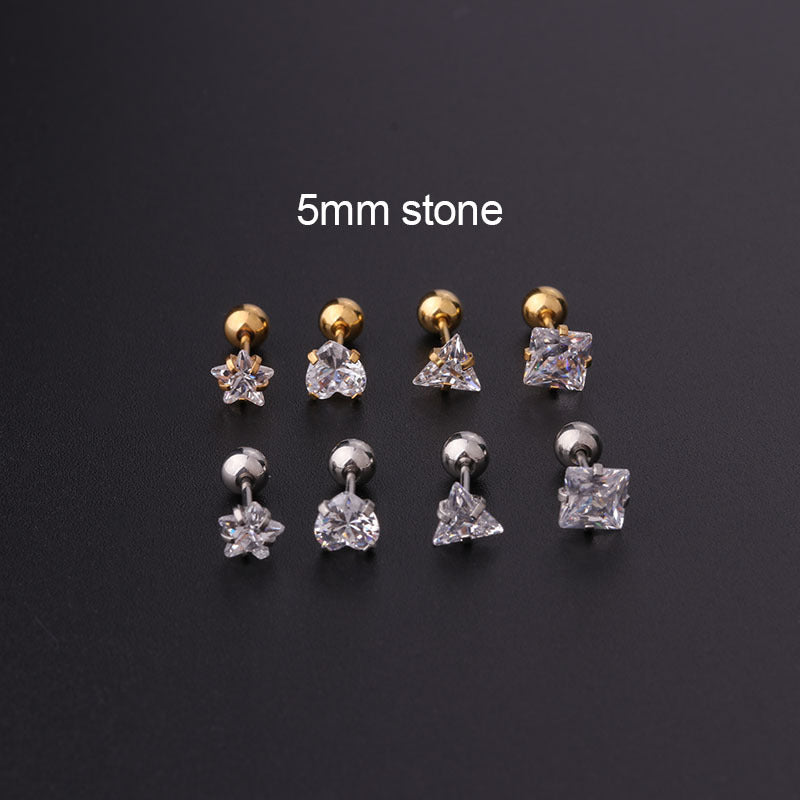 4mm 5mm Simple Geometric Cartilage Conch Stud