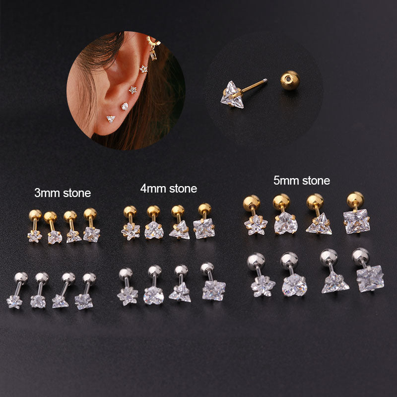 4mm 5mm Simple Geometric Cartilage Conch Stud