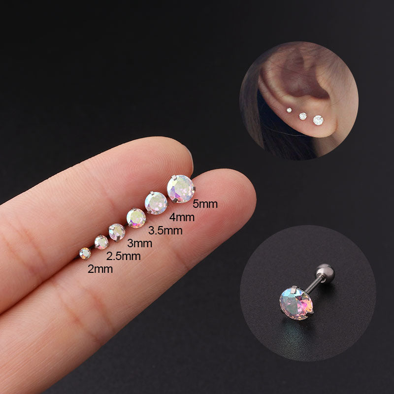 2mm 4mm 5m Cartilage Simple Studs Sleeper Earrings 