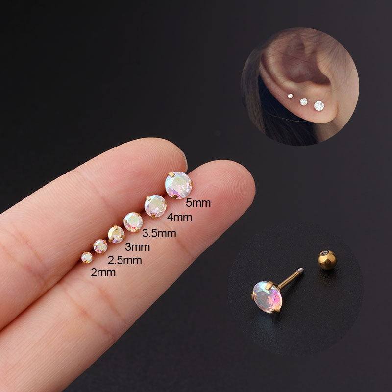 2mm 4mm 5m Cartilage Simple Studs Sleeper Earrings 