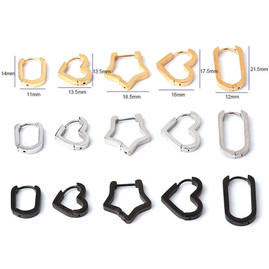 20G Minimalist Geometry Heart Hoop Earrings