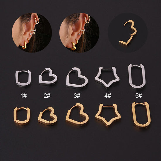 20G Minimalist Geometry Heart Hoop Earrings