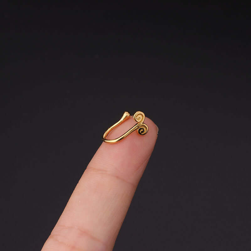 18K Gold Fake Nose Ring Cute Butterfly Nose Cuff | HSPJ366