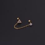 16G Bezel Set Cartilage Chain Earring