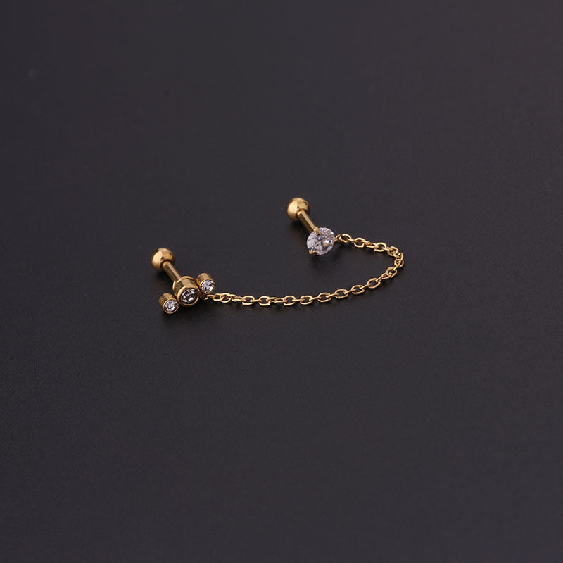 16G Bezel Set Cartilage Chain Earring