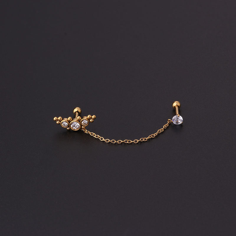 16G Bezel Set Cartilage Chain Earring
