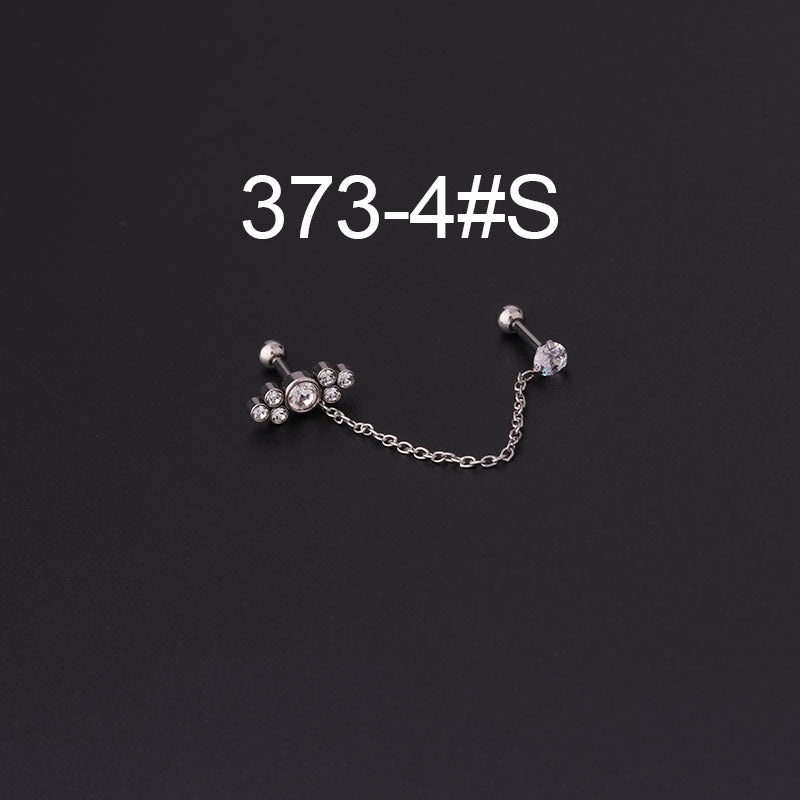 16G Bezel Set Cartilage Chain Earring