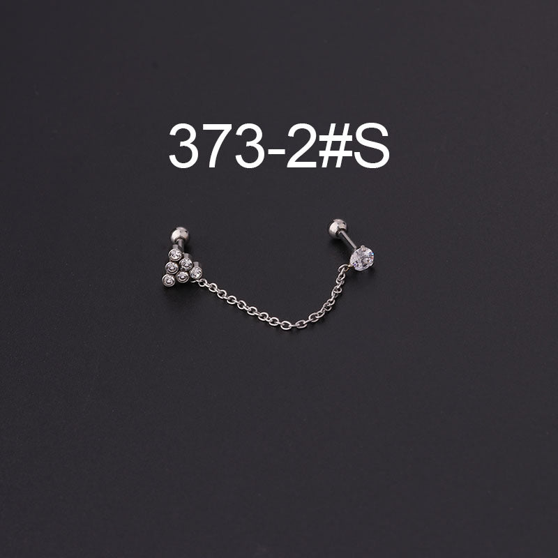 16G Bezel Set Cartilage Chain Earring