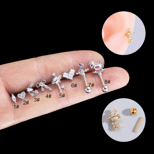 16G Cartilage Surgical Steel Earrings Tiny Earrings Ball Back Earrings | HSPJ415