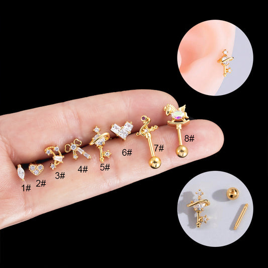 16G Cartilage Surgical Steel Earrings Tiny Earrings Ball Back Earrings | HSPJ415