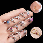 18K Gold Color Zircon Evil Eye Septum Ring Nose Ring Clicker