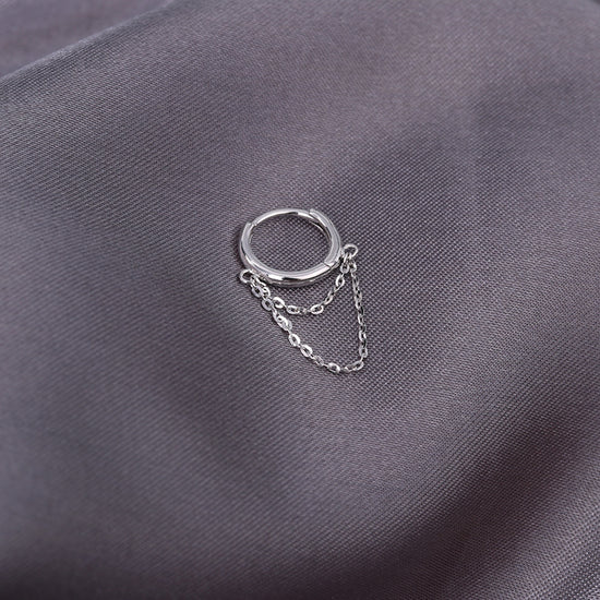 Sterling Silver Link Chain Cartilage Hoop Earrings