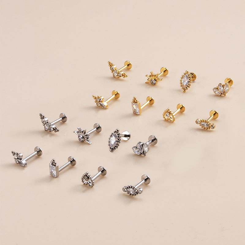 16G Crown Heart Threaded Flat Back Piercings