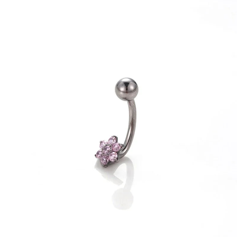 14G Titanium Belly Ring, Body Jewelry, Flower Belly Ring | HSPJ540