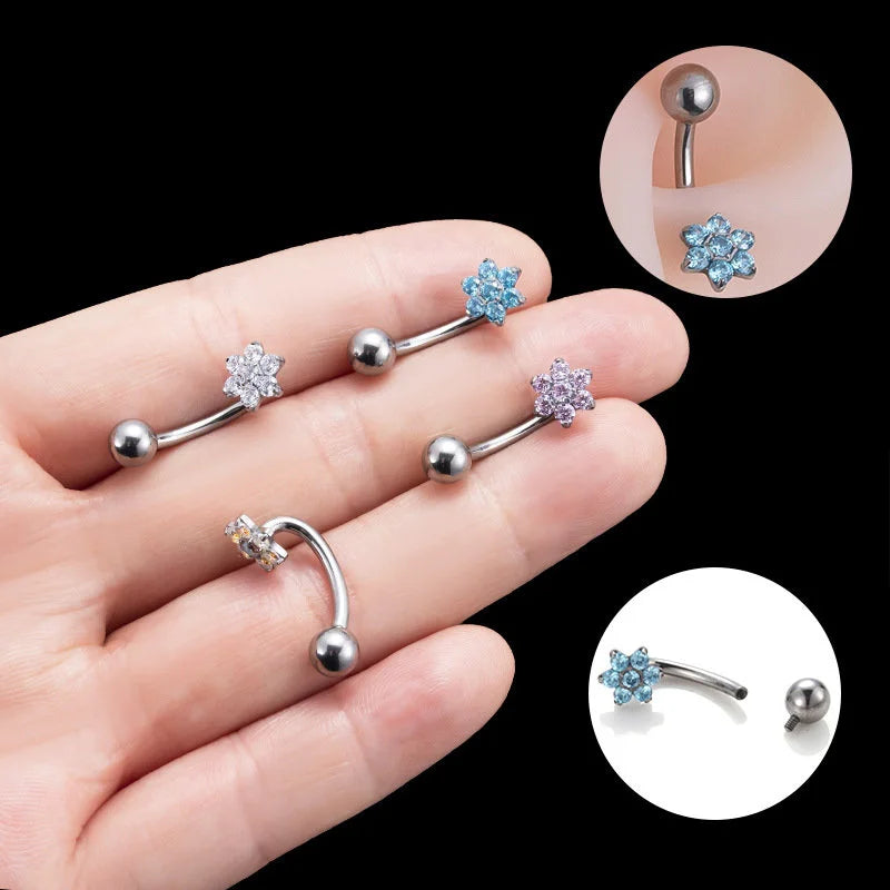 14G Titanium Belly Ring, Body Jewelry, Flower Belly Ring | HSPJ540