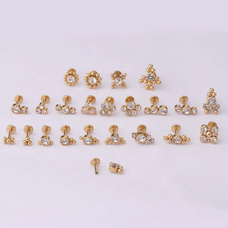 16G tragus stud with flat back push pin