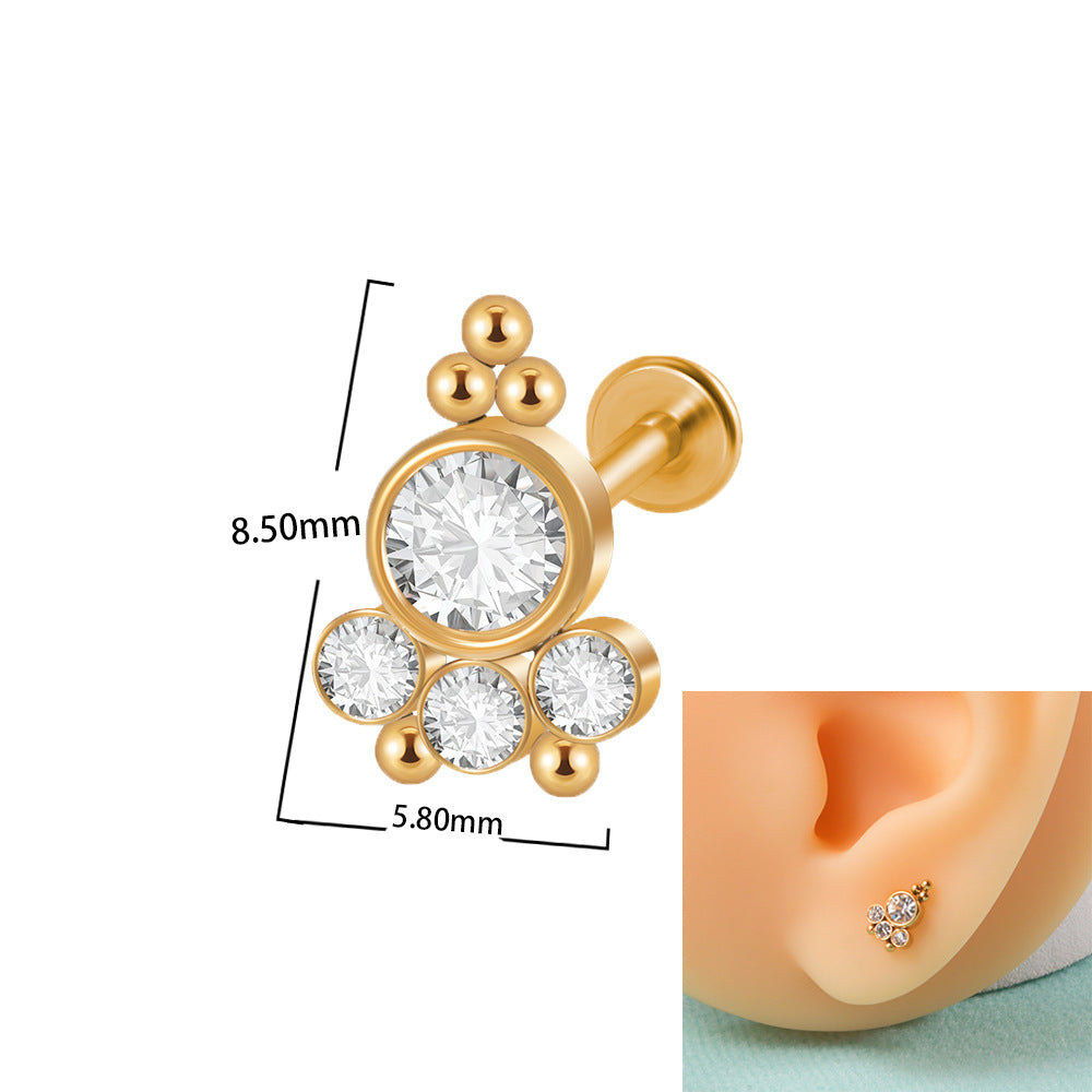 16G tragus stud with flat back push pin tragus jewelry