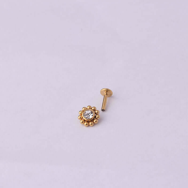 16G tragus stud with flat back push pin