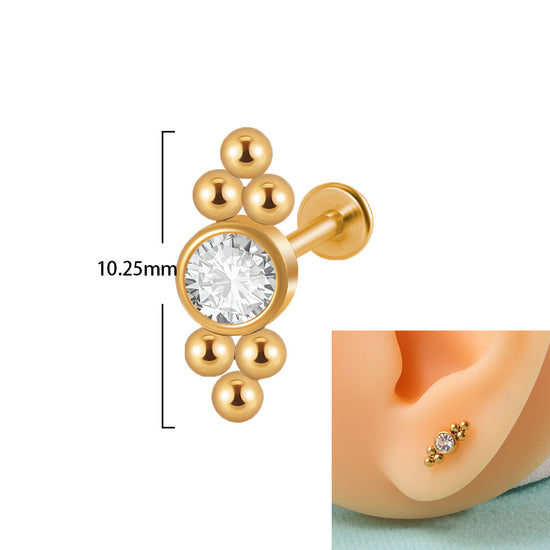 16G tragus stud with flat back push pin tragus jewelry