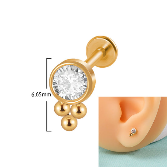 16G tragus stud with flat back push pin tragus jewelry