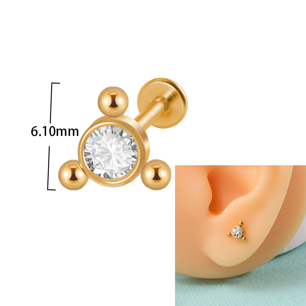 16G tragus stud with flat back push pin tragus jewelry
