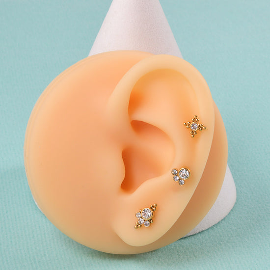 16G tragus stud with flat back push pin