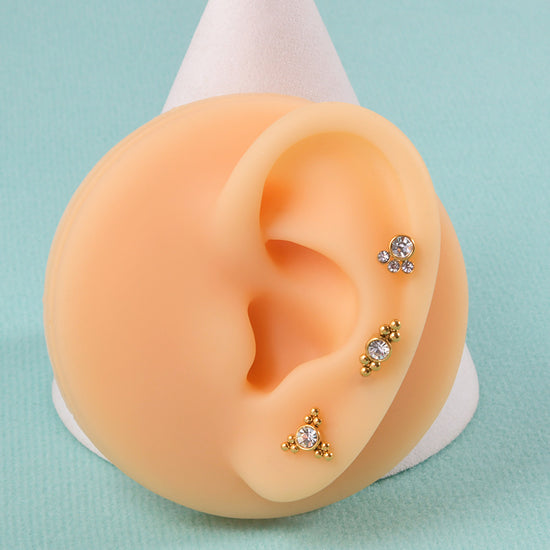 16G tragus stud with flat back push pin gold
