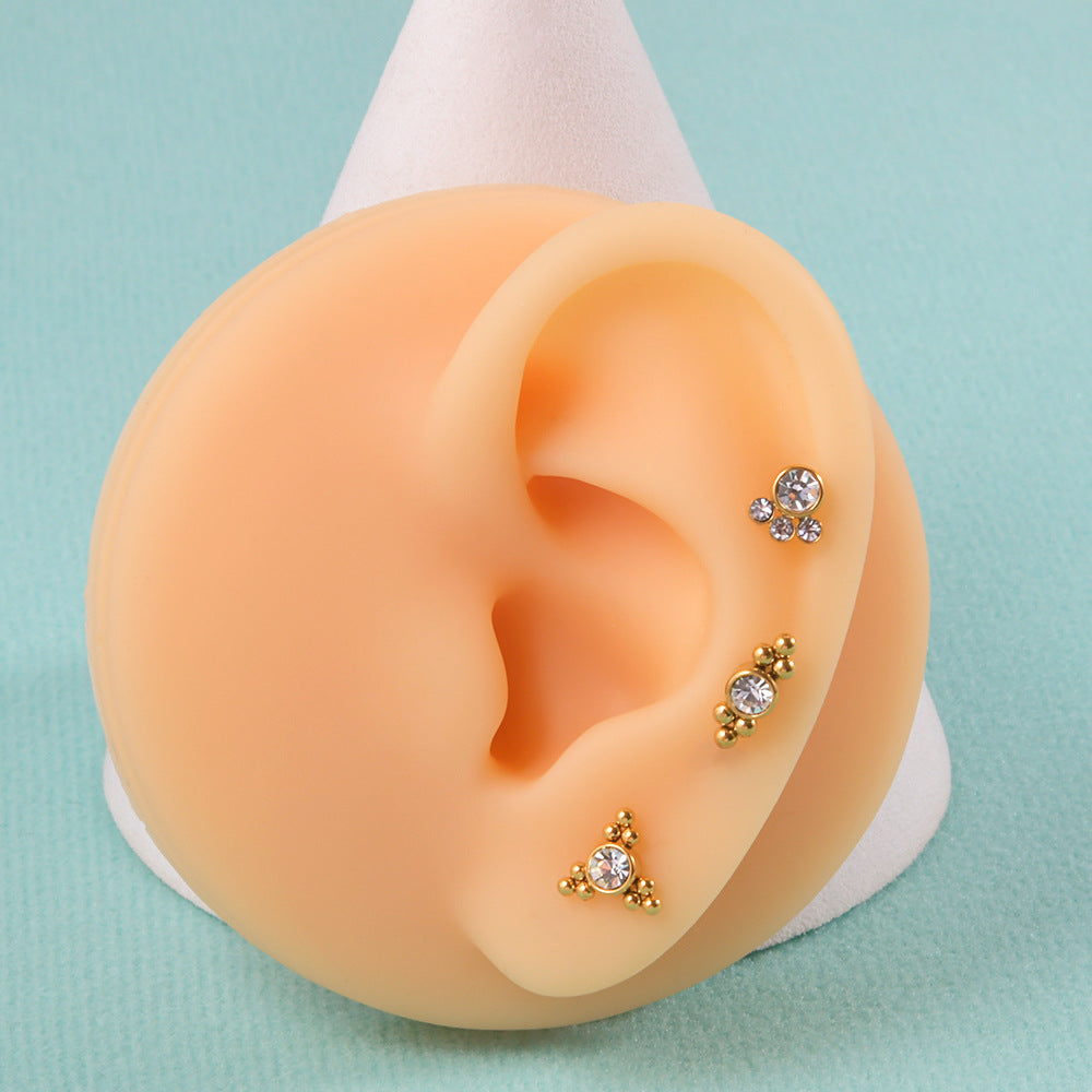 16G tragus stud with flat back push pin gold