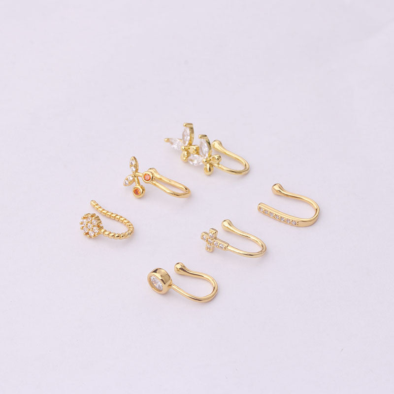 18K Rose Gold Cherry No Piercing Fake Nose Ring