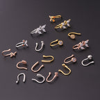 18K Rose Gold Cherry No Piercing Fake Nose Ring