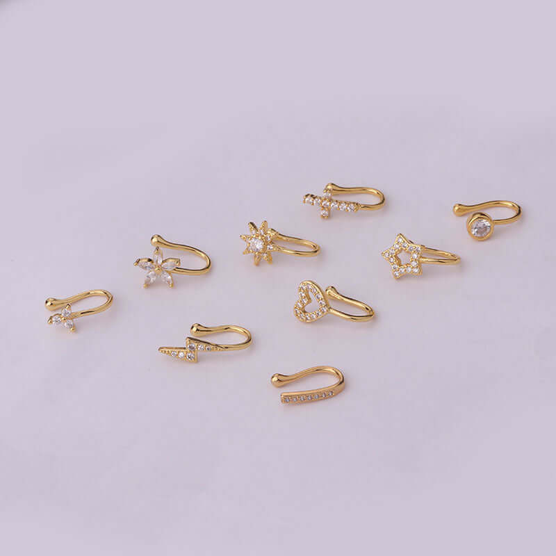 18K Gold No Piercing Nose Cuff, Fake Nose Ring