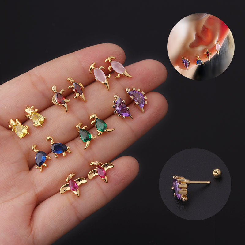 20G Color Dinosaur Conch Daith Earrings