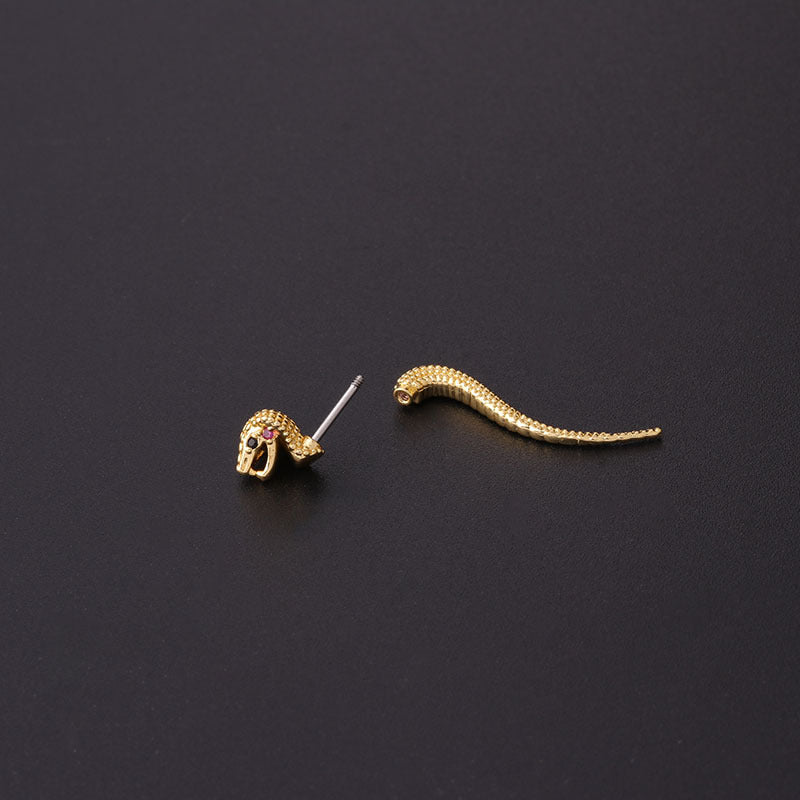 20G Snake Piercings Gold Ear Jacket Earrings