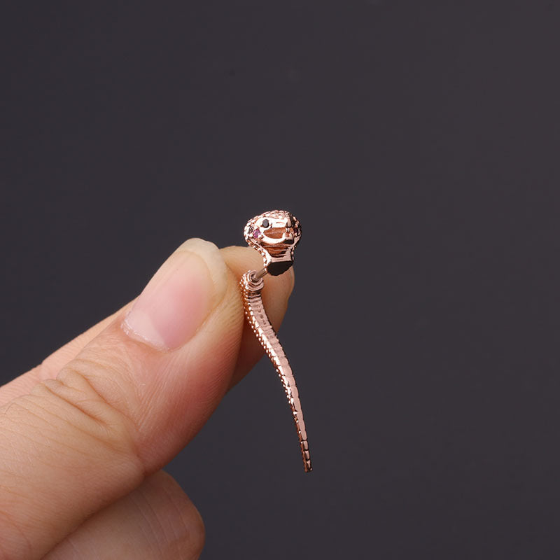 20G Snake Piercings Rose Gold Ear Jacket Earrings