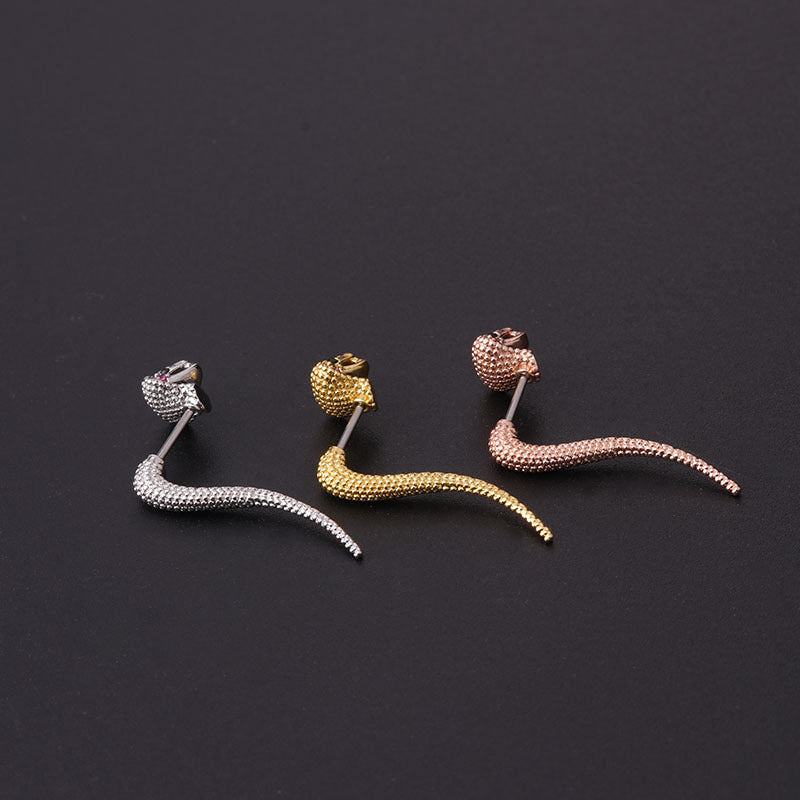 20G Snake Piercings Front Back Ear Jacket Earrings