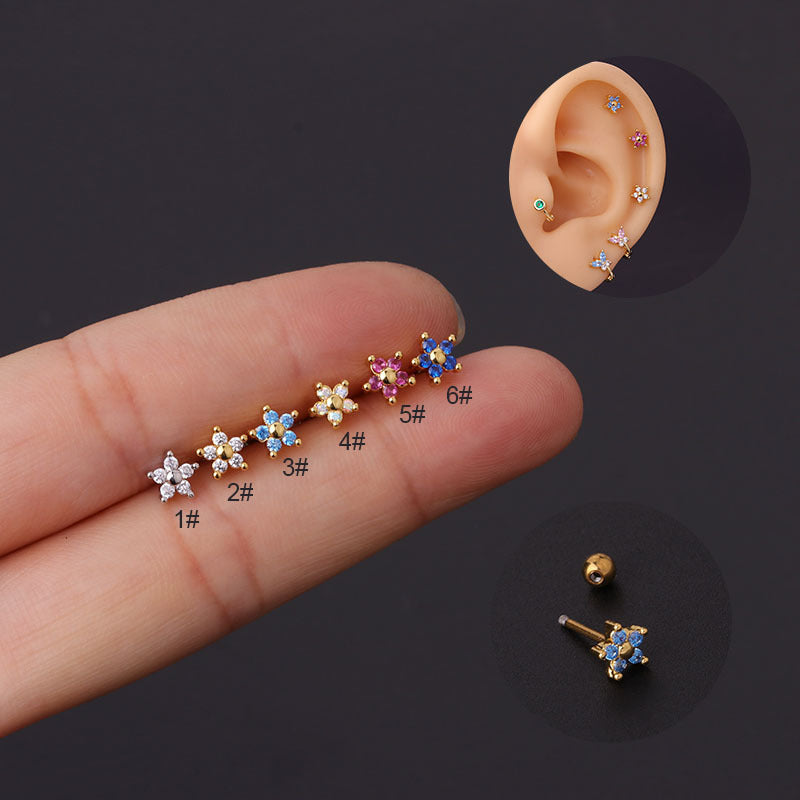 20G Surgical Steel Tiny Flower Conch Stud 