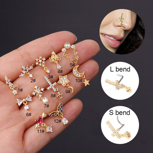 L Bend Nostril Dangle nose Stud