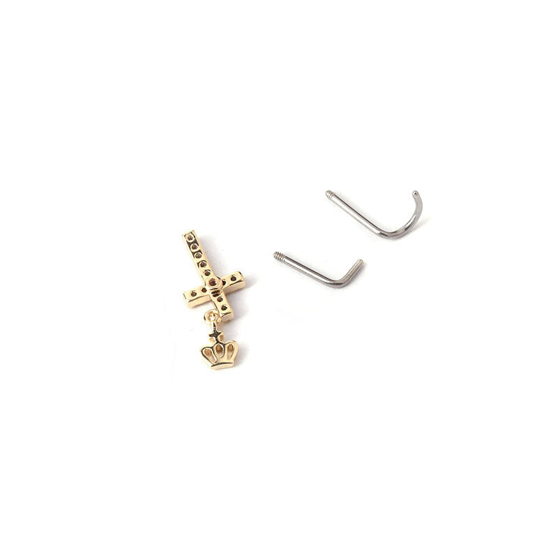 20G Cross Dangle Nose Stud