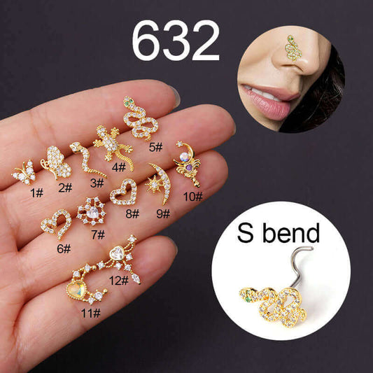 20G Lizard L Bend Nose Studs Nose Piercings | HSPJ632-1